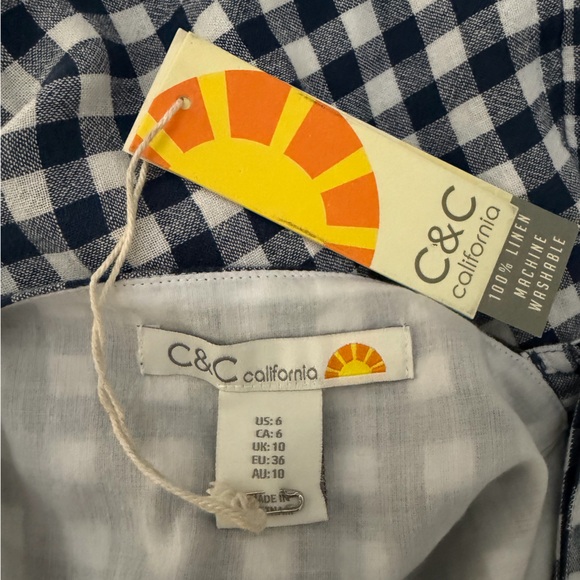 C&C California Navy Blue and White Checkered Midi Dress - Picture 7 of 7